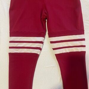 Bombshell Sportswear Red and White Leggings Athletic Style